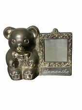Vintage Silverplate TEDDY BEAR Picture frame coin money bank (Samantha) Heavy picture