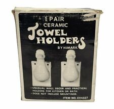 Vintage HIMARK 1 Pair Ceramic Towel Holders Pure Porcelain Unusual Wall Decor picture