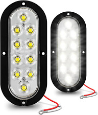 TRUE MODS 2Pc 6 Inch White Oval LED Reverse Trailer Tail Light Kit [DOT FMVSS 10 picture