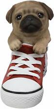 Ebros 'Paw-Star' Pups Fawn Pug Dog in Sneaker with Glass Eyes Figurine picture