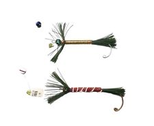 Set Of Fishing Lure Christmas Tree Ornaments, Red, White, Green & Glittery Gold picture