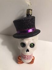 Old World Christmas Glass Top Hat Skeleton Skull 5
