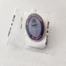Vintage WHITEFISH POINT LIGHTHOUSE MICHIGAN Lapel Hat Jacket Pin picture