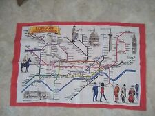 Vintage Map of the CITY OF LONDON Underground Linen Tea Towel IRISH Cabins  picture