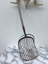UNUSUAL ANTIQUE IRON POTATO FORK WITH WOODEN HANDLE picture