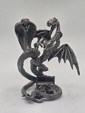 Vintage Cobra And Dragon Protecting The Treasure Pewter Figurine picture
