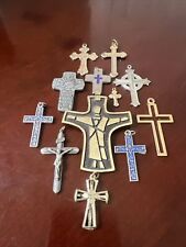 Vintage Lot of 12 crucifix pendants Different Sizes picture