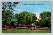 Burlington IA, Flower Beds In Crapo Park, Iowa Vintage Postcard picture