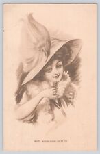 Postcard Beautiful Lady Sketch Toast To Your Good Health Vintage Antique 1910 picture