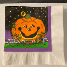 Set OF 24 Vintage MCM Halloween Paper Napkins WITCH PUMPKIN JOL C.A. Reed picture