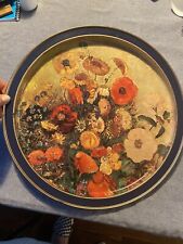 Vintage Floral metal tray plate Odilon Redon 11.75