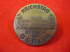 Vintage REICHSTAG BESUCH IN BERLIN -GERMAN PARLIAMENT BUILDING WWII BRONZE PIN picture