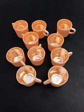 RARE VINTAGE SET TEN 10 EXTRA NICE PEACH LUSTER FIRE KING STRIPED EXSPRESSO CUPS picture