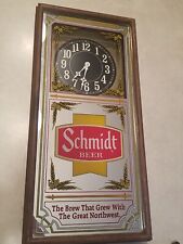 Vintage 1980s Schmidt Beer Illuminated (Lighted) Clock Sign Mirror picture