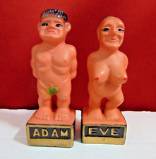Vintage Risque Hard Plastic Adam & Eve Novelty Semi Nude Figurines Hong Kong VGC picture