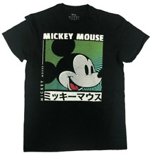 Disney MICKEY MOUSE Japanese Text Adult Men's Black T Shirt picture
