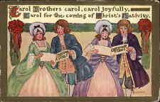 Marion Miller Christmas Children Caroling Victorian Scene Vintage Postcard picture