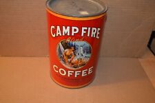 RARE 1931 Vintage Camp Fire Coffee Tin Can Blue Ribbon San Francisco picture