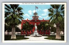 Phoenix AZ-Arizona, City Hall And Plaza, Antique, Vintage Souvenir Postcard picture