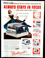 Bausch & Lomb Balomatic Slide Projector Original 1957 Vintage Print AD picture
