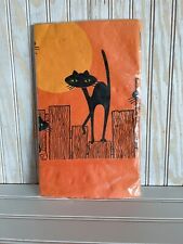 Vintage Mid Century Halloween Crepe Paper Tablecloth NOS Futura MCM Black Cats picture