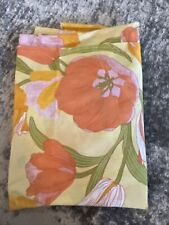 VTG From 1970s Full sized Flat Bed Sheet Yellow Orange Green- picture