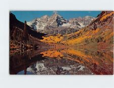 Postcard Maroon Bell Peaks and Lake Colorado USA North America picture