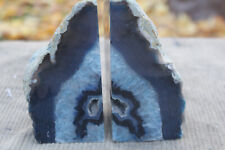 Awesome Large Very Beautiful Excellent Blue Agate Geode Bookends picture