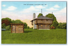 c1940's Wooden Block House Fort Ouiatenon Lafayette Indiana IN Vintage Postcard picture