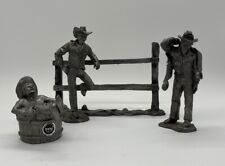 Vintage Possible Ricker Bartlett Pewter Cowboys w/ Fence Signed picture