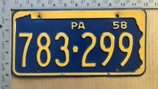 1958 Pennsylvania license plate 783-299 YOM DMV Ford Chevy Dodge 15057 picture