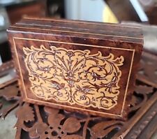 Antique Box Inlaid Wood France 1800s Fine Detail Lovely Patina 3 3/4×2 3/4