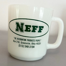 Neff Mug Greenville Ohio Advertising Milk Glass Glassbake Coffee Cup picture
