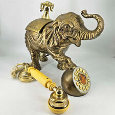 Vintage Hollywood Regency Heavy Brass Elephant Desktop Telephone Decor or parts picture