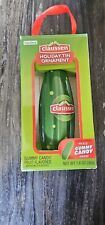 NEW CLAUSSEN Pickle Holiday Pickle Shaped Tin Ornament With Gummy Pickles Inside picture