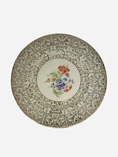 Vintage Harker Pottery Co. 22 KT Gold Floral Dinner Plate Heavy Gold Detail picture