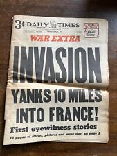 Chicago Daily Newspaper JUNE 6 1944 Original D-DAY WWII NORMANDY FRANCE INVASION picture