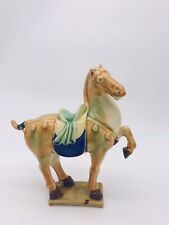 Vintage Chinese Tang Sancai Tri Glazed Horse Figurine Art Pottery 8” H picture