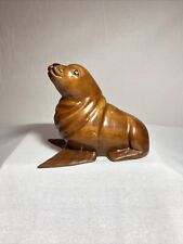 Vintage Hand Carved Sea Lion Sculpture made in Monterey, CA in 1989 picture