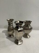 Set Of Three Pewter Pottery Barn Bud Vases  picture