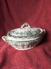Antique c1890 Keeling & Co Green Tureen Covered Dish Oxford England Pottery picture