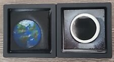 2024 Total Solar Eclipse Hand Paint With MOON Earth Art Floating FRAME 2 Side L5 picture