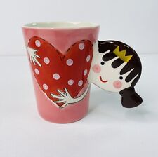 Indra Fine Stoneware Hand Painted Coffee Mug 3D Queen Girl Heart 12 fl oz picture