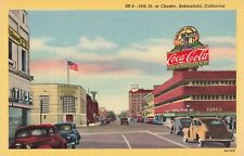 Bakersfield California Postcard 18th St at Chester Coca Cola Old Car   1943  K2* picture