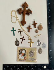 Vintage & Modern Lot of 16 Religious Medals Christian Cross Pendants & Jewelry picture