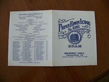 Middletown Pennsylvania PA Prince Edwin Mason Lodge 486 Masonic Program 1951 picture