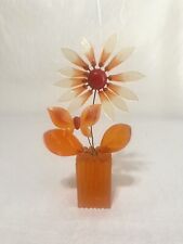 Lucite Orange Flower Arrangement With Butterfly Bouquet 1960s Mid-Century Modern picture