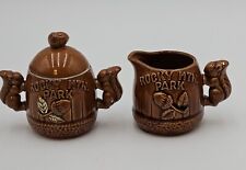 Vintage Rocky Mt Park Squirell Cream And Sugar Bowl Set Handles 4