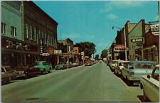 MANISTIQUE, Michigan Postcard SOUTH CEDAR STREET Downtown Scene c1960s Unused picture