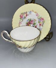 Vtg Cup & Saucer Set 1850 EB Foley Numbered gold Trim Floral Yellow & White picture